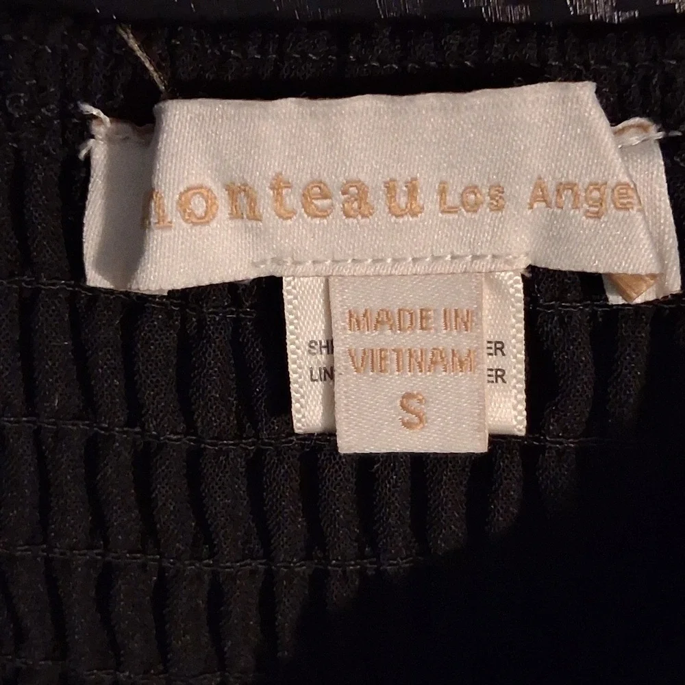 Monteau Los Angeles Black Strapless Wide Leg‎ Jumpsuit S Smocked Back